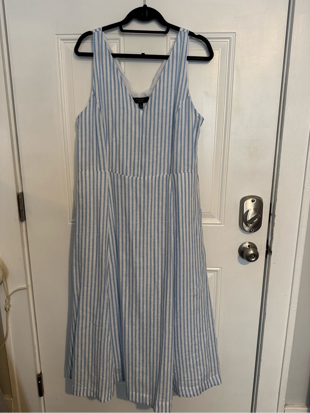 Banana Republic Factory Light Blue and White Striped Midi Dress